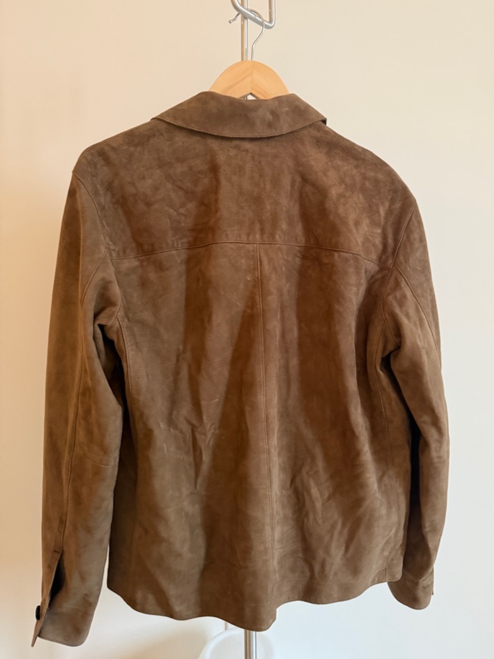 100% Napa Suede Tan Leather Jacket - Picture 5 of 9